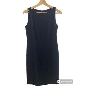 Vintage DANI MAX Shift Dress Size 4 Petite Casual Dark Blue Sleeveless